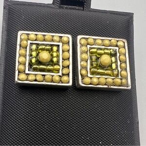 5/$25 Vintage Elegant Silver and Gold Square Earrings